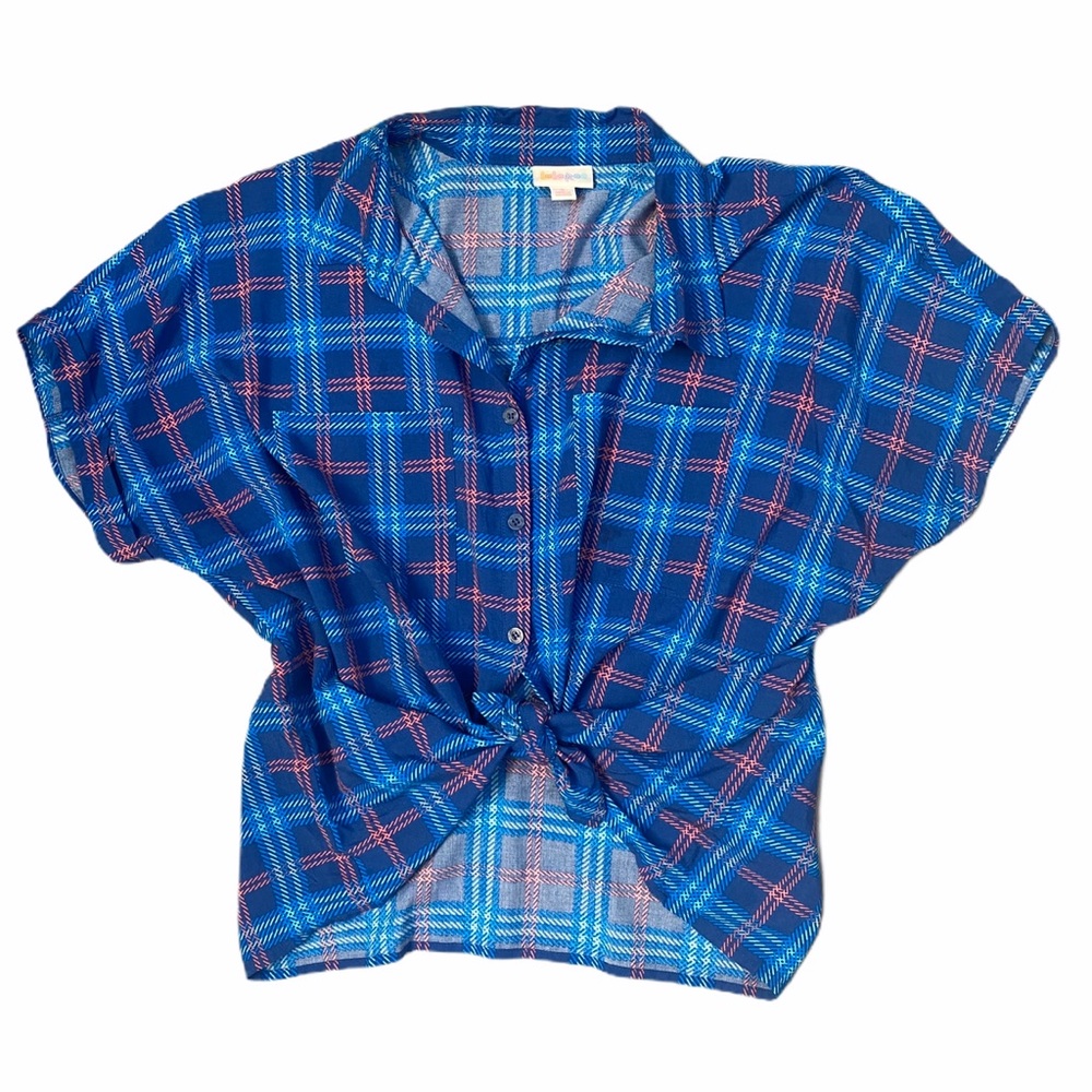 Cute Blue and Pink Plaid Shirt